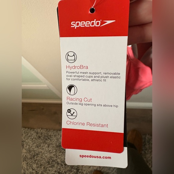 Speedo One Piece Swimsuit Creora Highclo Quantum Splice High Cut - Coral - sz 10 - Picture 7 of 9